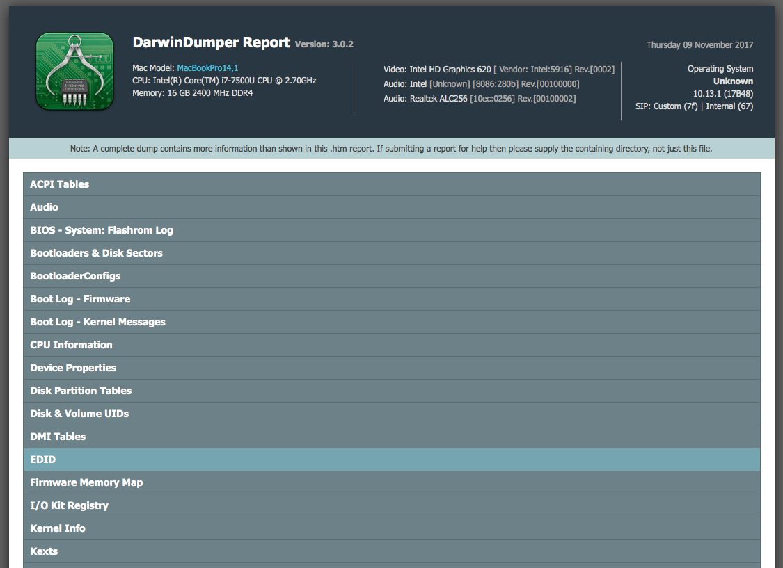 利用「HIDPI」解决睡眠唤醒黑屏、花屏及连接外部显示器 第3张-SoftGoing DarwinDumperReportFull